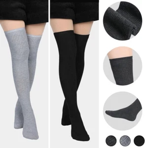 Girls Ladies Women Thigh High Over the Knee Socks Extra Long Cotton Stockings - Picture 1 of 27