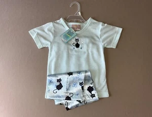 Girls Small 4T “FuFu Black Kitty Cat” Pajama Top & Satin Bottoms, New With Tags - Picture 1 of 10