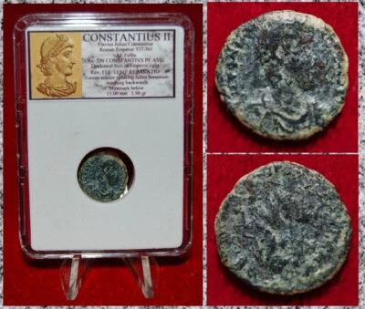 Ancient Roman Empire Coin CONSTANTIUS II Roman Soldier Spearing Fallen Horseman - Image 1 of 4