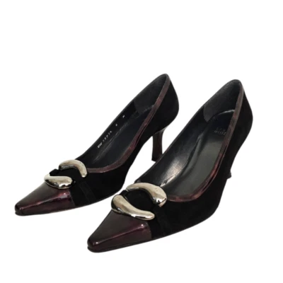 Zapatos de salón Stuart Weitzman vintage Marsala de gamuza negra con caparazón de tortuga talla 6 Foto 1 de 4