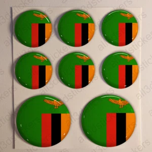 Stickers Zambia Gel Domed Resin 3D Flags Zambia Vinyl Sticker Decals Helmet Car - Picture 1 of 1