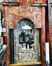 RUSTIC ARCH CARVED GATE TEAK WINDOW OLD WORLD VINTAGE Design FARMHOUSE DECOR