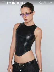 Miaou Jinx Tank Top Cami Latex Black Fetish Sz XS NWT $295 Revolve - Picture 1 of 12