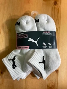 NEW! PUMA SPORTSTYLE Womens Shoe Size 5-9.5 Cushioned 6 Pair Qtr Crew Socks - Picture 1 of 3