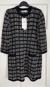 ZARA BLACK MULTI WOOL BLEND METALLIC THREAD MINI KNIT DRESS WITH POCKETS SIZE L - Picture 1 of 12