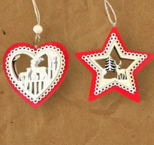 Deer Christmas Ornaments Laser Cut Wood Flat Animal Thanksgiving Decoupage Cards - Picture 1 of 7
