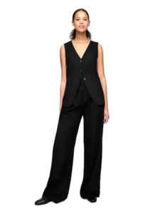 C&A YESSICA Black Wide Leg Linen Blend Front Box Pocket Trousers SZ16 31" L worn - Picture 1 of 6