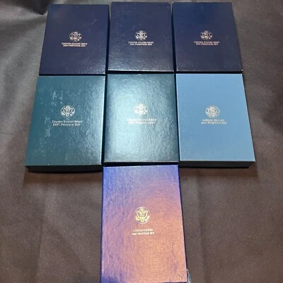 PRESTIGE PROOF SETS LOT 1986, 1987, 1994 x 3, 1997 x 2 OGP w COAs SILVER  #567 - Image 1 of 4