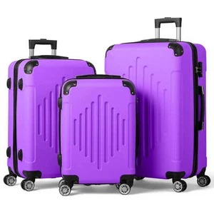 Juego De Equipaje Morado Maletas De Mano Con Ruedas Para Viaje Avion 3 Piezas - Picture 1 of 9