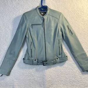 Vintage Women’s Small Harley Davidson Light Blue Leather Jacket - Picture 1 of 21