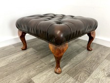 Chesterfield Brown Leather Footstool
