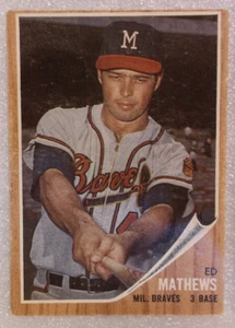 Tarjeta coleccionable de béisbol 1962 Topps Ed Mathews (#30) - Imagen 1 de 2