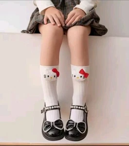 Hello Kitty Textured White Girls Kids Socks - Picture 1 of 2