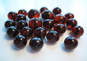 Cuentas redondas prensadas ámbar báltico piedra cereza perforadas 10 piezas - ¡selecciona el tamaño!!! - Imagen 1 de 16