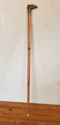 ANCIENNE CANNE POMMEAU TÊTE D'AIGLE - Photo 1/4