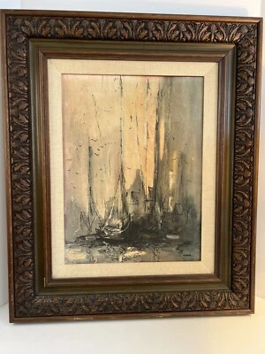 MCM Original Acrílico y Pintura al Óleo Doble Marco Danny Garcia Firmado Carmel CA Foto 1 de 4