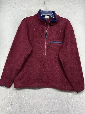 Vintage LL Bean Sweatshirt Mens Large Wine Red Fleece 1/2 Zip Sweater Outdoor - Image 1 of 4