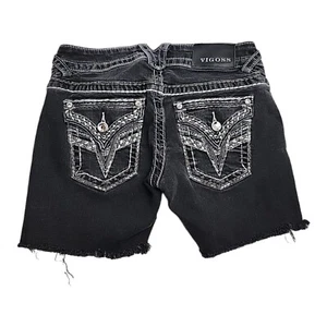 Pantalones Cortos de Jean Vigoss Juniors 1 Gris Bolsillos con Solapa Corte Estrás Western - Imagen 1 de 14