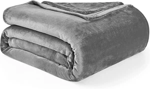 Fleece Blanket Twin Size Grey, Soft Cozy Twin Blanket, Fuzzy Flannel Lightweight - Picture 1 of 9