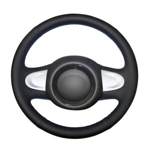 Hand-stitched Black Artificial Leather Car Steering Wheel Cover for Mini Coupe - Picture 1 of 7