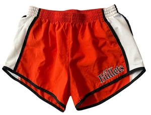 EC Bullets Shorts Ladies SM Orange w Blue & White Writing 10.5" Long w Lining - Picture 1 of 7