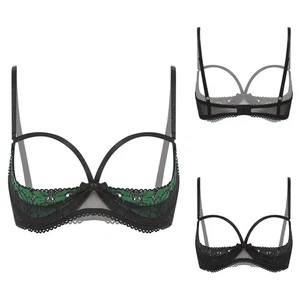 Mujeres Ropa Interior Día de San Valentín Sujetador 1/4 Tazas Bralette Lencería Sexy Balconette - Imagen 1 de 46