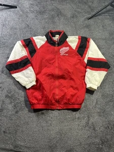 Chaqueta cortavientos vintage Detroit Red Wings para hombre XL roja blanca NHL hockey años 90 - Imagen 1 de 8
