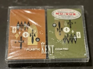 Baraja doble vintage de cartas de juego Kent Nu-Vue recubiertas de plástico sellada en estuche - Imagen 1 de 3