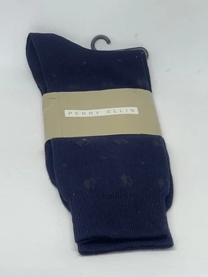 Calcetines de vestir para hombre Perry Ellis nuevos con etiquetas - azul marino con diseño de doble diamante - talla 10-13 Foto 1 de 4