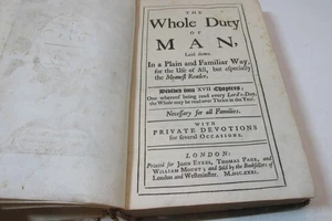 The Whole Duty of Man, (Richard Allestree), 1731, Rare antiquarian book. - Imagen 1 de 9