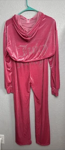 Juicy Couture Velour Tracksuit Barbie Pink Cropped Hoodie Pants 2 pc set Sm Y2K - Picture 1 of 24