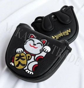 WinWin Putter Cover Mallet Type HAPPY CATs Manekineko PCM-404 Black PU Leather - Picture 1 of 2