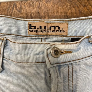 Vintage 90s BUM Equipment Light Blue Denim Shorts Size 38” Jorts - Picture 1 of 5