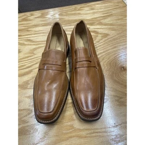 Sandro Moscoloni Men's Brown Leather Slip-On Low Top Penny Oxford Dress Loafers - Picture 1 of 7