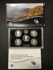 2014-S US Mint America The Beautiful Silver Quarters Proof Set in OGP/COA TONED - Bild 1 von 3