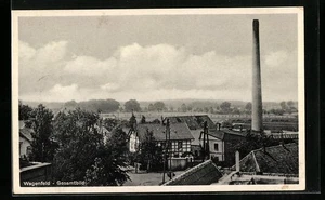 Wagenfeld, Ansichtskarte, Gesamtbild mit Fabrikschlot - Picture 1 of 2