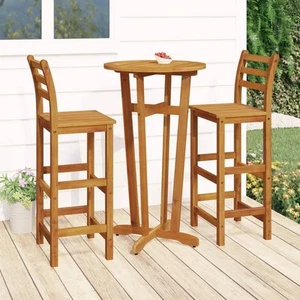 Svvalka 3 Piece Garden Bar Set Solid Wood Acacia - Picture 1 of 11