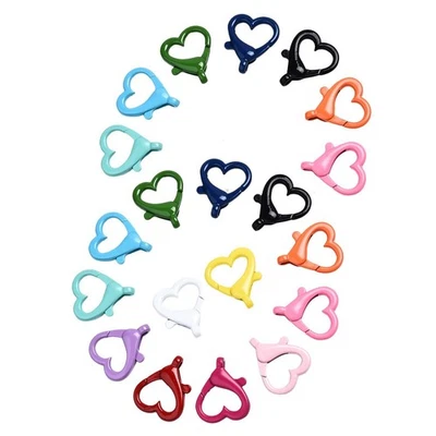 20 X Karabinerverschlüsse in Herzform, Bunte Kette, Karabinerhaken, Schnalle - Bild 1 von 3