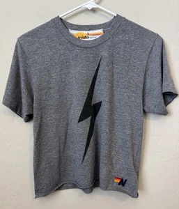 Camiseta corta Aviator Nation Lightning Bolt Logo novio pequeña gris negra - Imagen 1 de 7