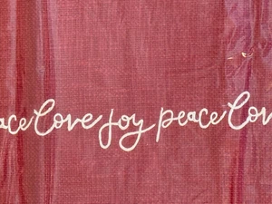 NEW Pottery Barn Love Joy Peace Embroidered Lumbar Pillow Cover | Christmas Red - Picture 1 of 7