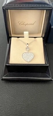 Chopard 18K White Gold Happy Hearts Diamond Bezel & Pave Pendant Necklace - Image 1 of 4