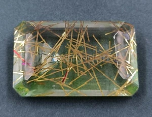 Rutilated Quartz Bi-Color 127.25Ct Emerald Cut IGL Certified Loose Gemstone 5JSA - Picture 1 of 6