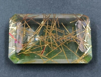 Rutilated Quartz Bi-Color 127.25Ct Emerald Cut IGL Certified Loose Gemstone 5JSA - Image 1 of 4