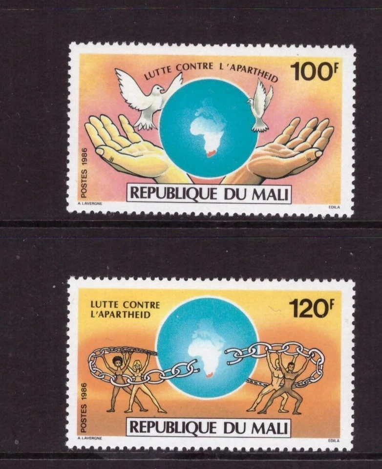 Malí 1986 Paloma Campaña Antiapartheid Conjunto MNH Sellos Como Nuevos Foto 1 de 1