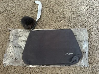 Lancome Paris Make Up Cosmetic Bag With Removable Pom Pom New Gray - Image 1 of 2