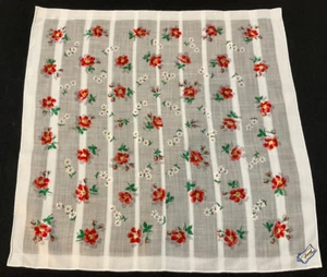 Vintage BURMEL Handkerchief of the Month Stripes & Flowers w/sticker - Picture 1 of 2