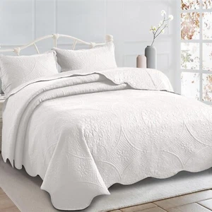 Floral Bedspread Bedding Set 3 Piece Coverlet Lightweight Size Throw Queen King - Picture 1 of 87
