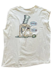 Vintage Rare 90’s Totally Screwed T-Shirt White Cut Off Sleeves XL - Picture 1 of 6