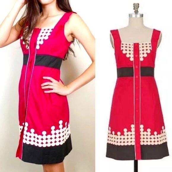 Vestido Floreat Anthropologie Mujer Sweet as Pie 0 Retro Botón Frontal Bordado Foto 1 de 4