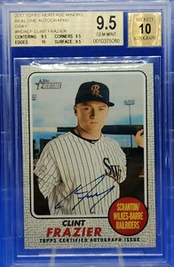 🔥Clint Frazier 2017 Topps Heritage Real One ON CARD Autografi RC GRIGIO /25 Auto - Foto 1 di 2